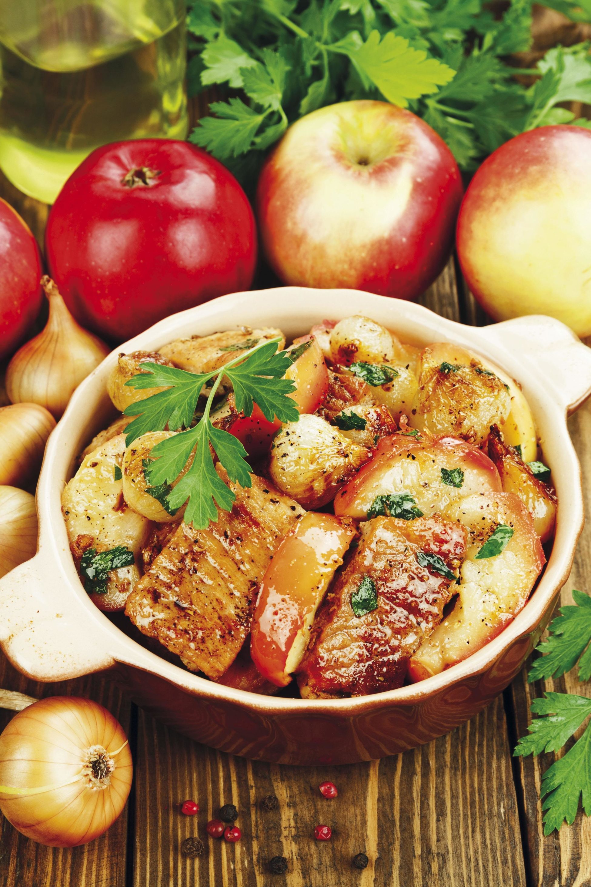 recette Médaillons de porc aux pommes caramélisées