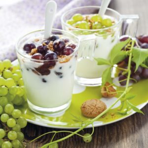 Crunchy dessert met druiven